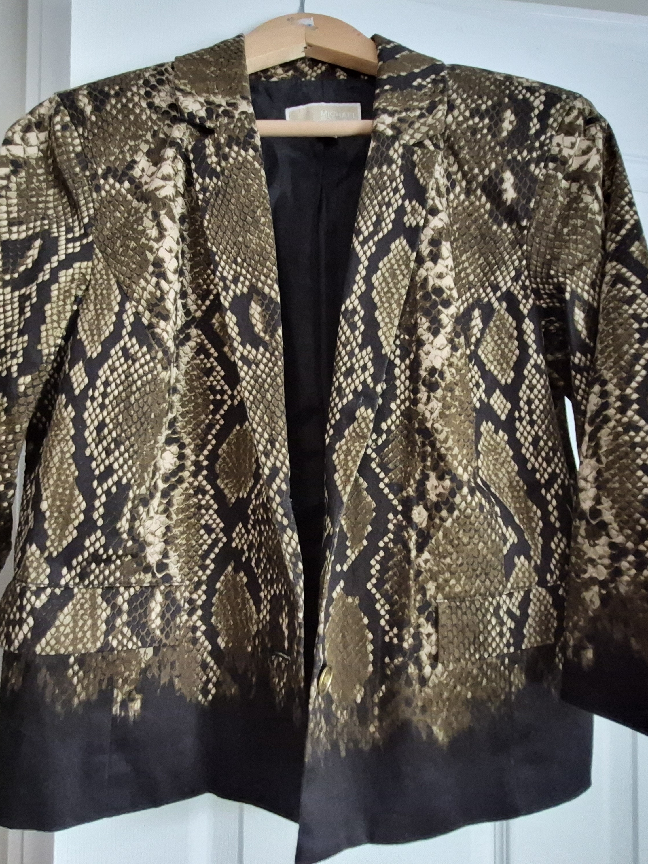 Michael Kors Gold & Black Snake-Print Blazer Size 10